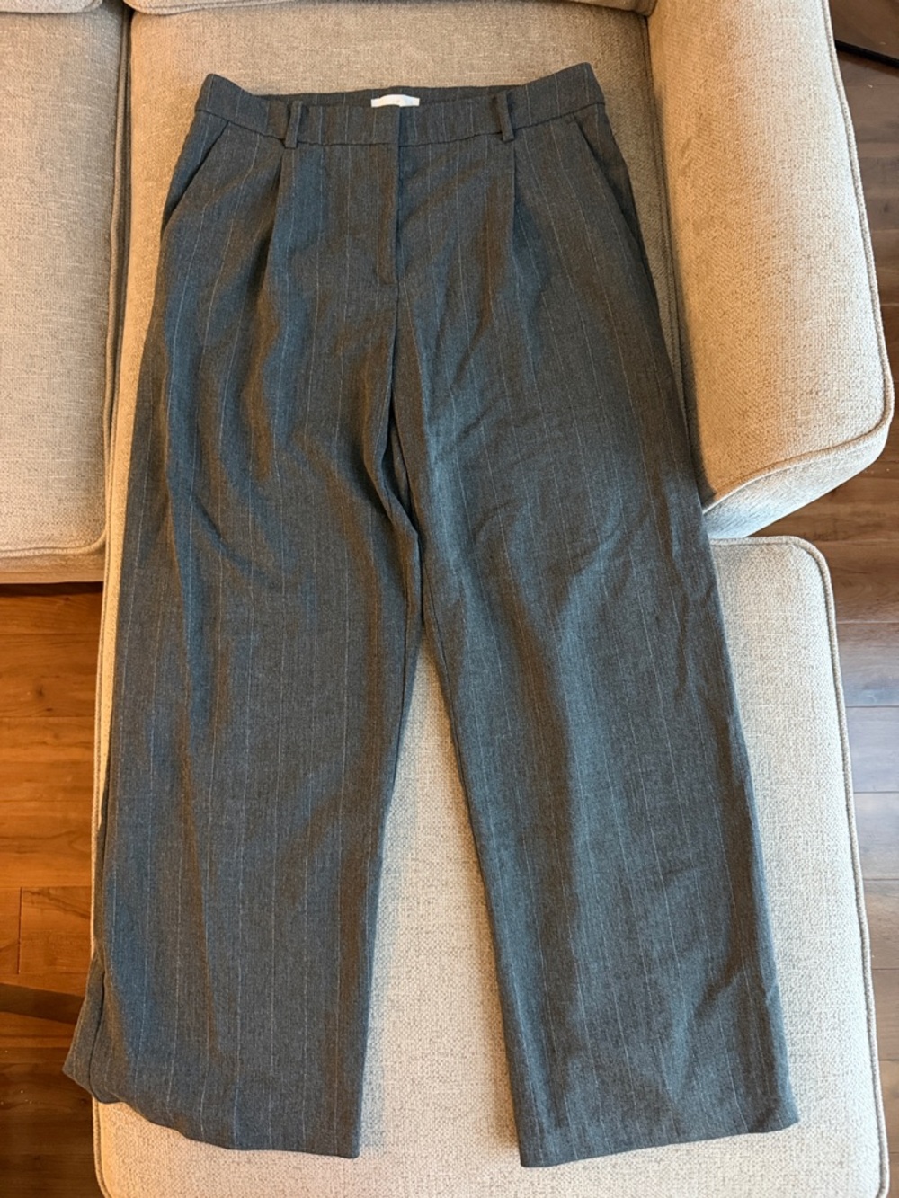 H&M Gray Pinstripe Wide-Leg Trousers